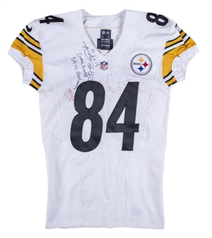 2013 Antonio Brown Game Used, Signed & Inscribed Pittsburgh Steelers Road Jersey Used on 11/24/2013 (JSA) 
